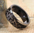 Men's 8mm Tungsten Black Etched Cross Tribal Pattern Comfort-Fit Wedding Band
